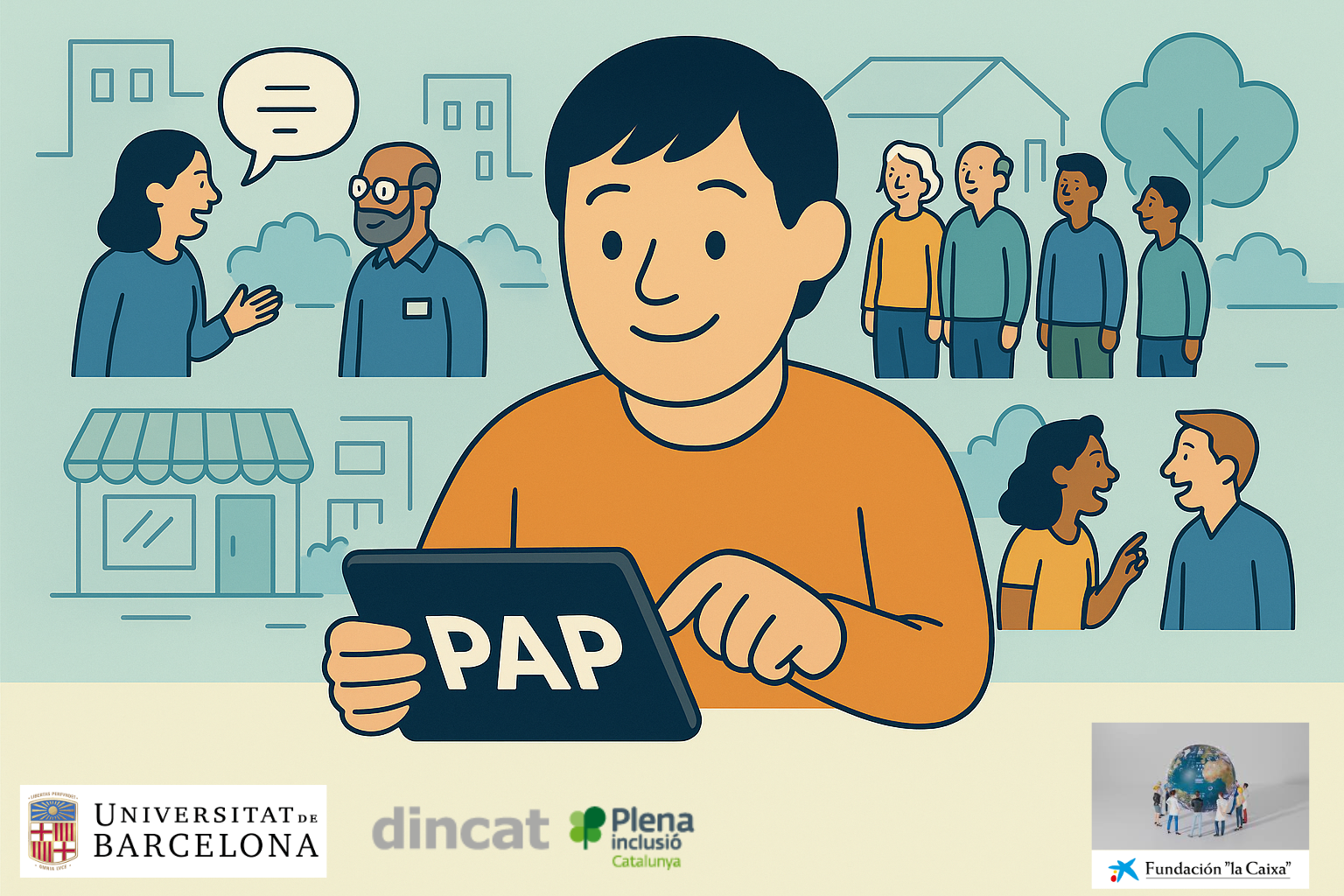 Una persona con discapacidad intelectual está usando su Plan de Apoyos Personalizado para acceder y participar en la comunidad, consiguiendo así sus objetivos personales.