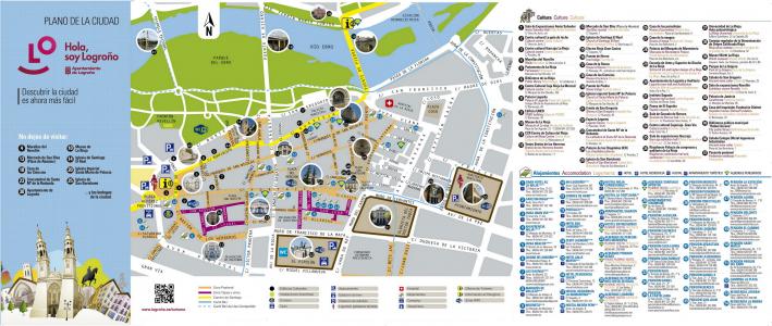 Cara A del plano turístico de Logroño adaptado