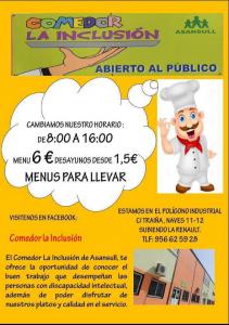 Comedor La Inclusión de Asansull, disfruta de nuestros platos y calidad en el servicio
