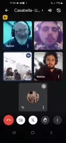 zoom de los colaboradores con alumnos de la universidad de Tandil trabajando en conjunto en un proyecto entre ambas instituciones.